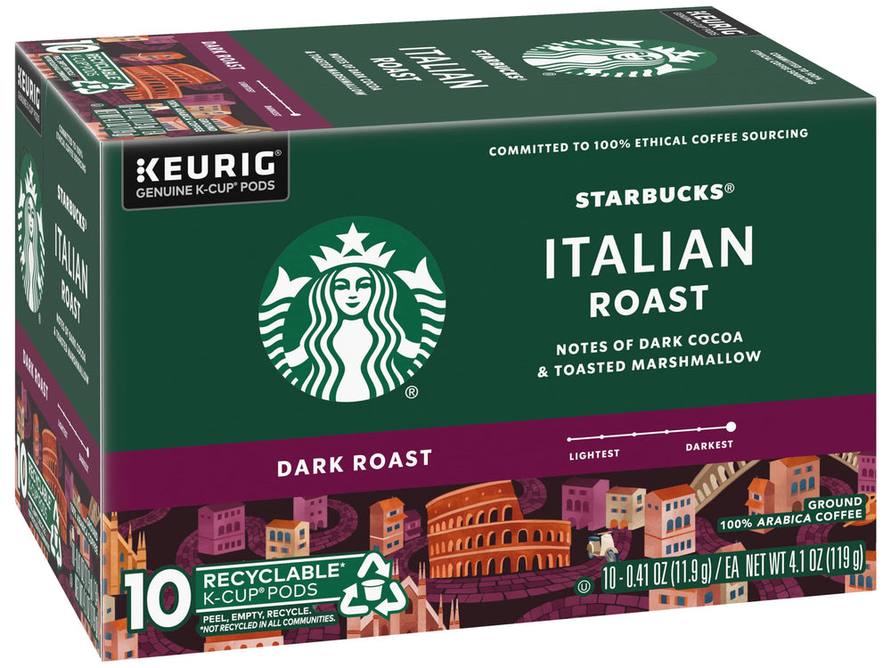 Brewing moment with Starbucks Italian Roast releasing rich aroma