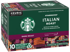 Brewing moment with Starbucks Italian Roast releasing rich aroma