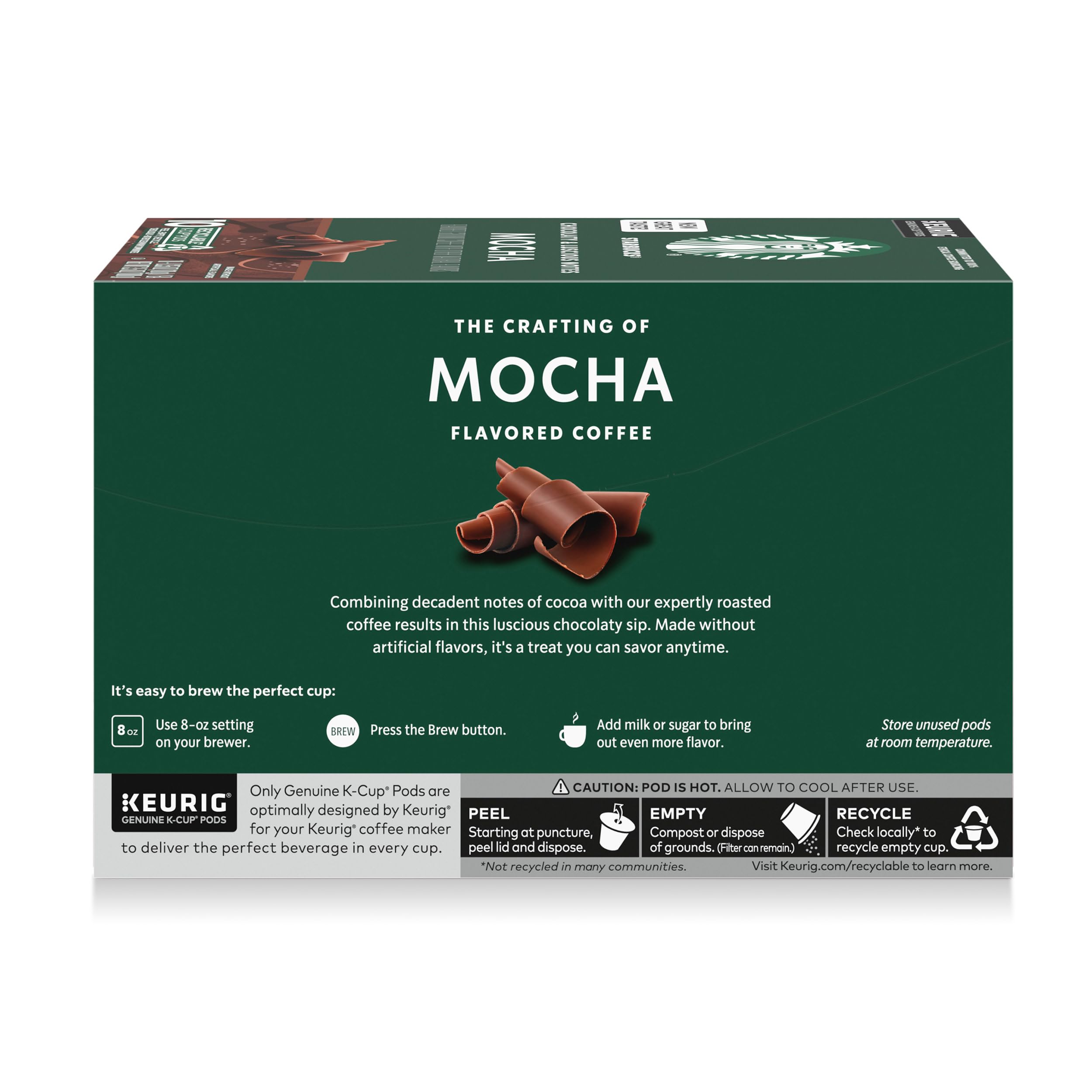 Starbucks Mocha coffee with creamer, signaling customization options.