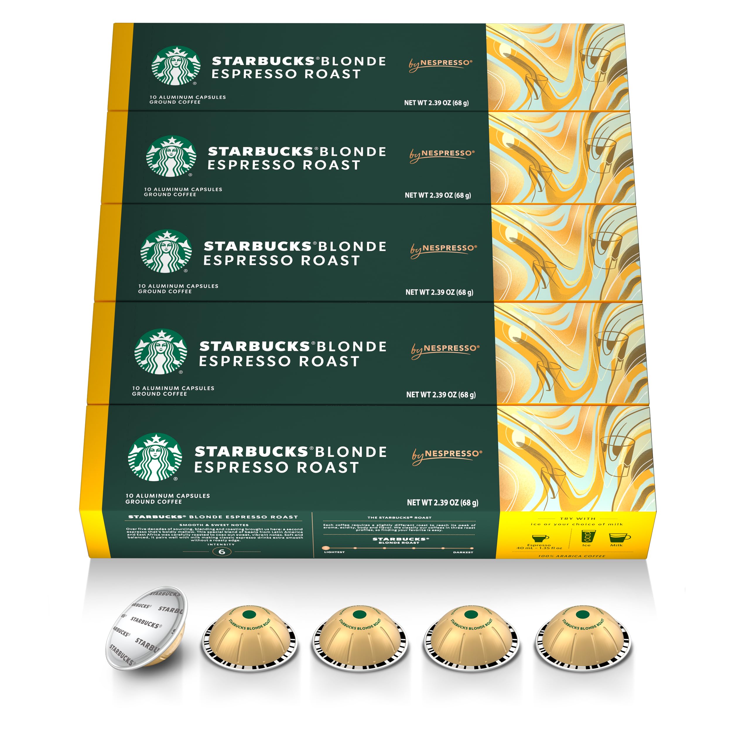 Starbucks by Nespresso Vertuo Blonde Roast pods for easy at-home espresso
