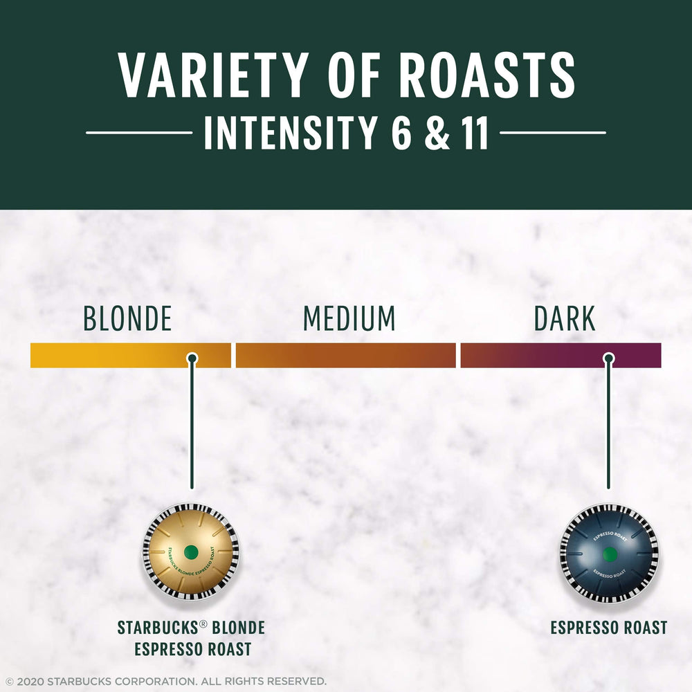 Starbucks by Nespresso Vertuo Espresso Roast pods for a bold, balanced shot