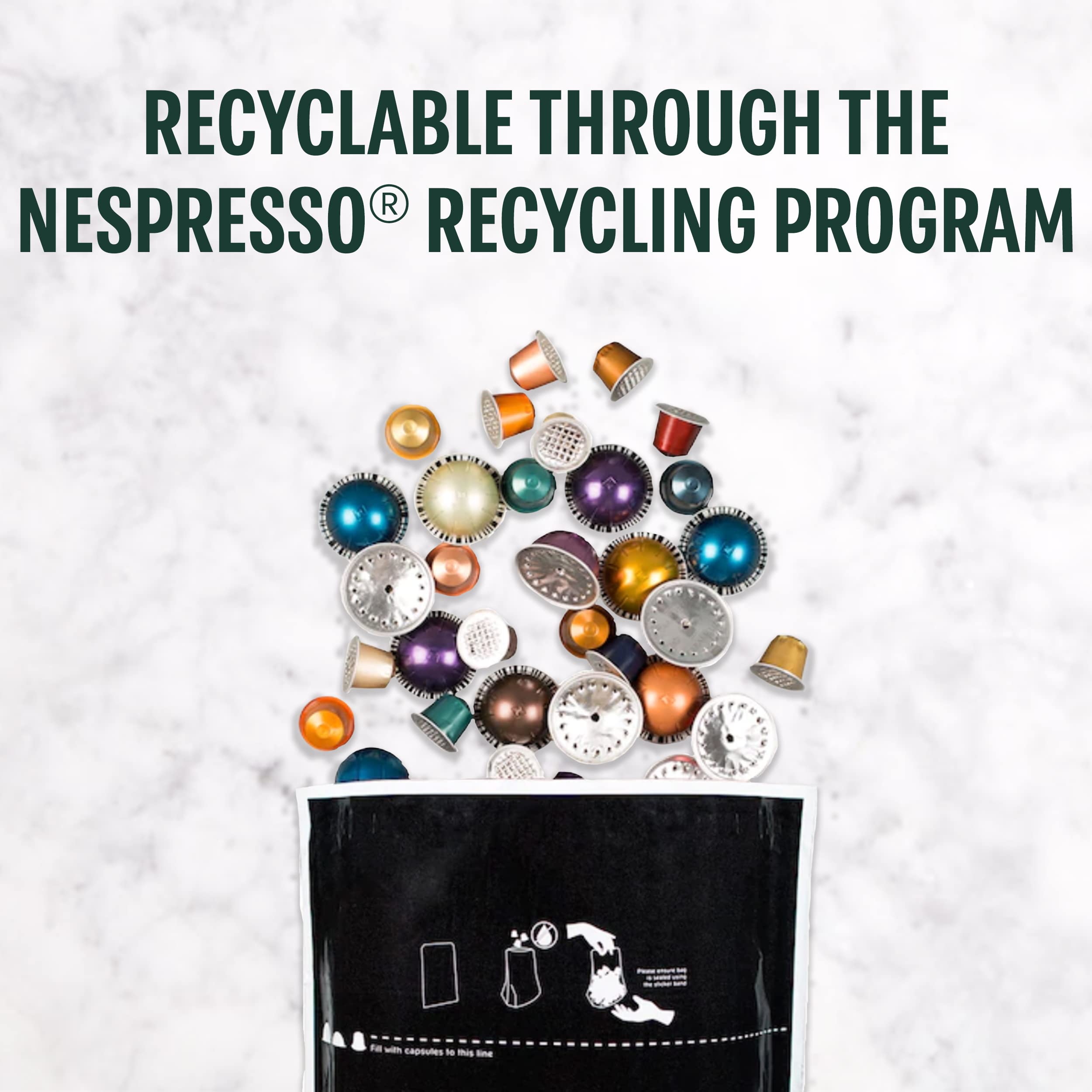 Mug with Starbucks logo beside the Vertuo capsule pack