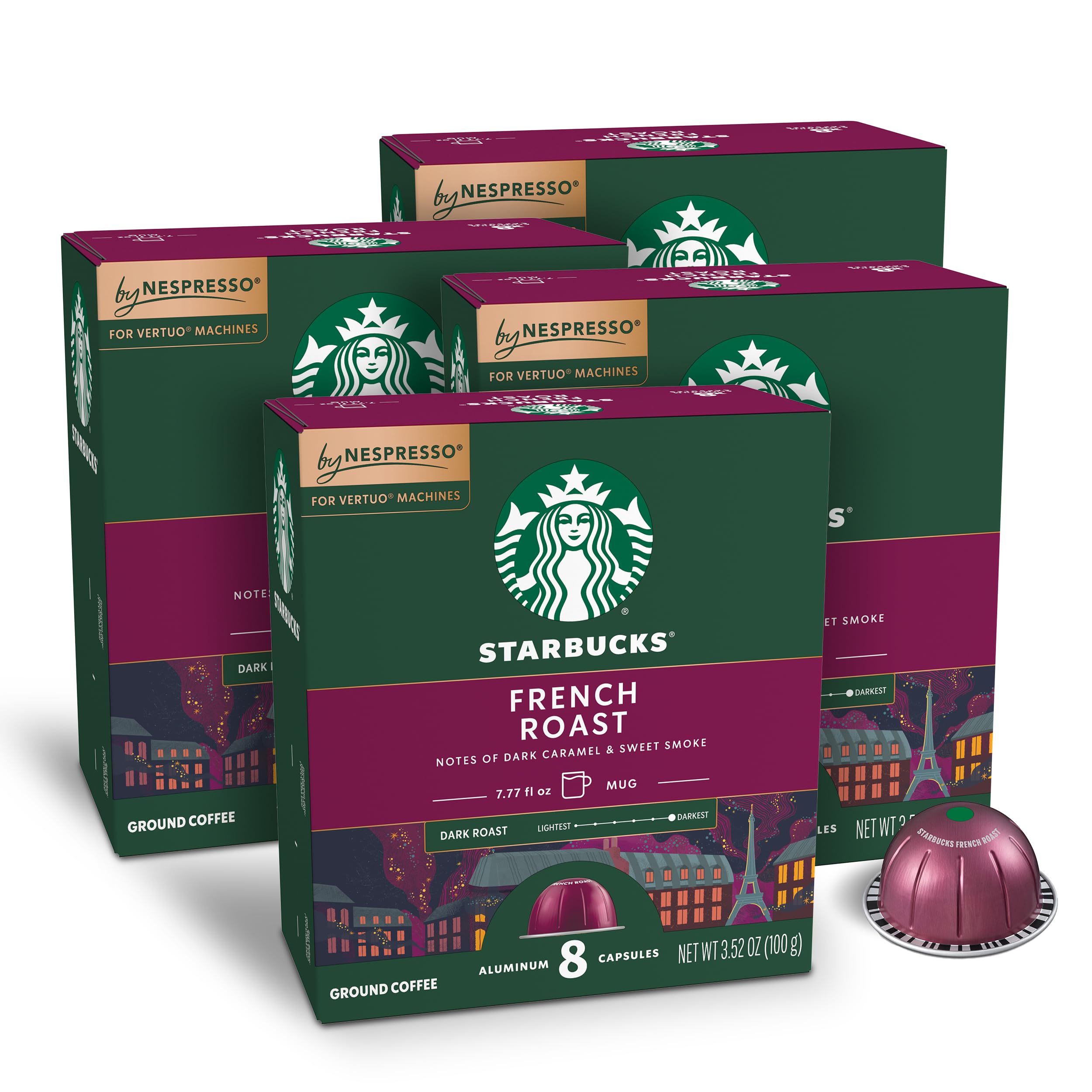 Starbucks by Nespresso Vertuo French Roast pod box with 32 capsules ready for home brewing