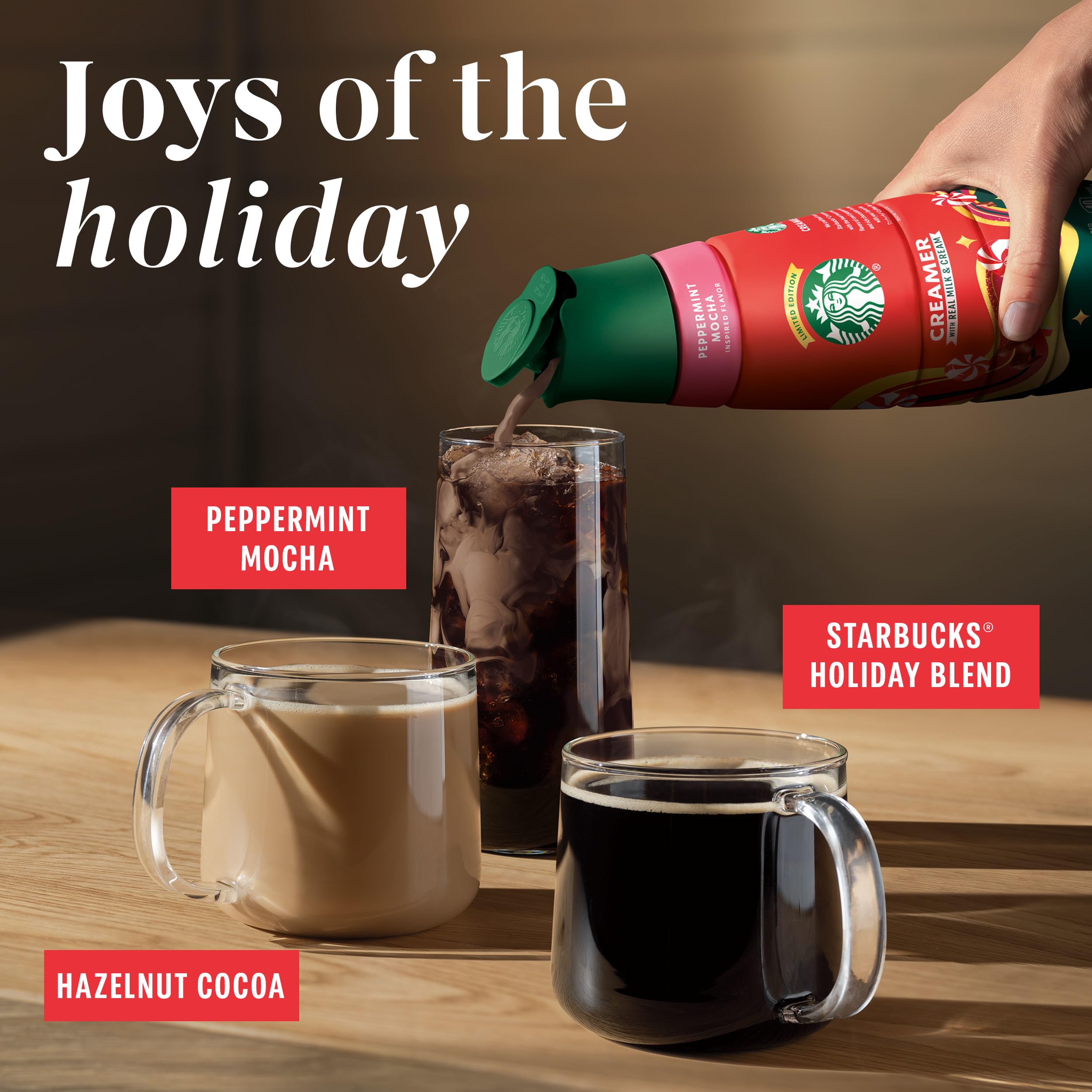 Starbucks Peppermint Mocha K-Cups arranged with a cup for serving