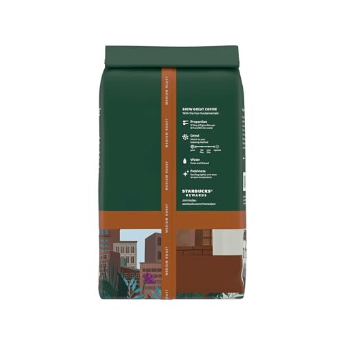 Starbucks Pike Place Roast Latin American beans for mornings.