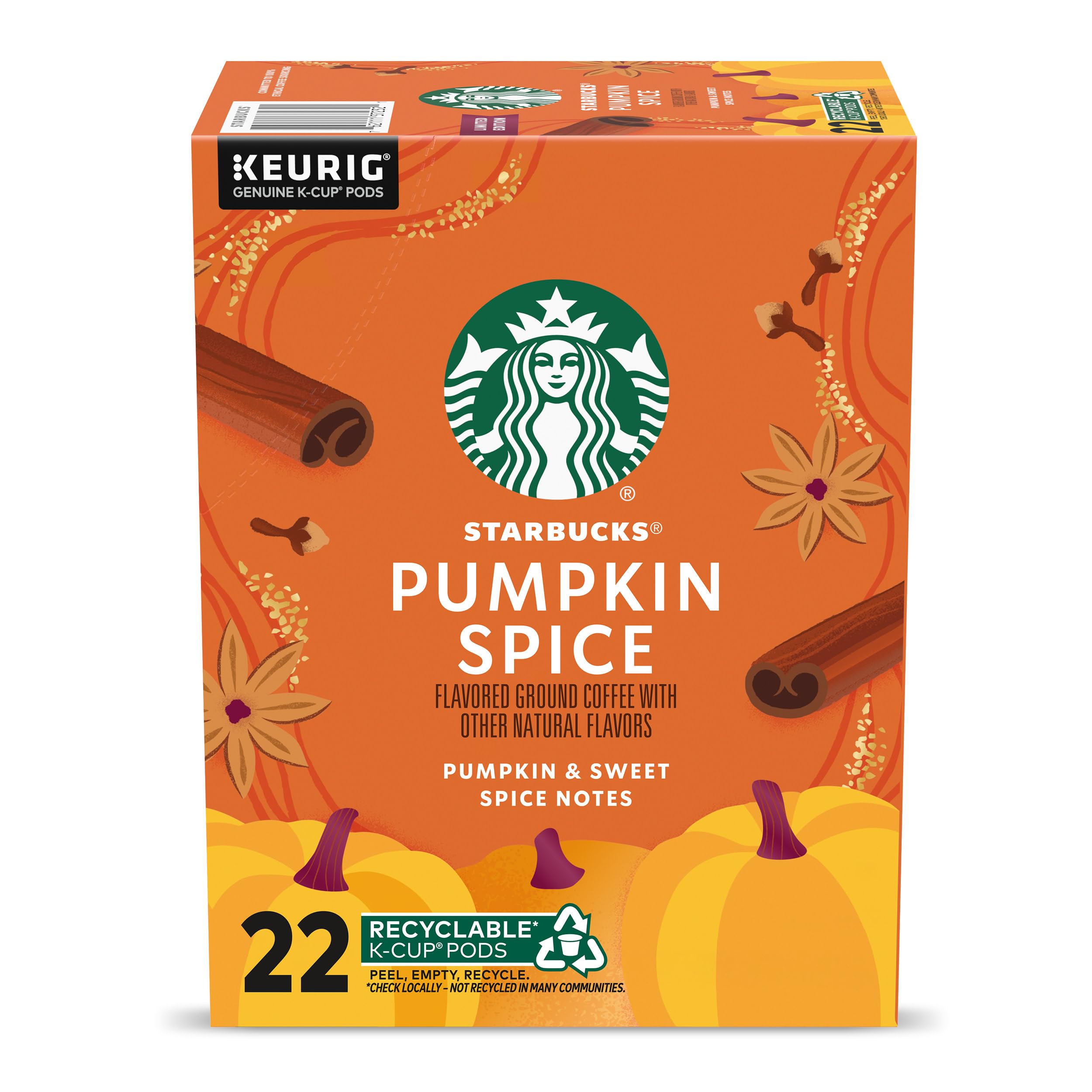 Starbucks Pumpkin Spice K-Cup pod for Keurig machines, convenient autumn mornings.