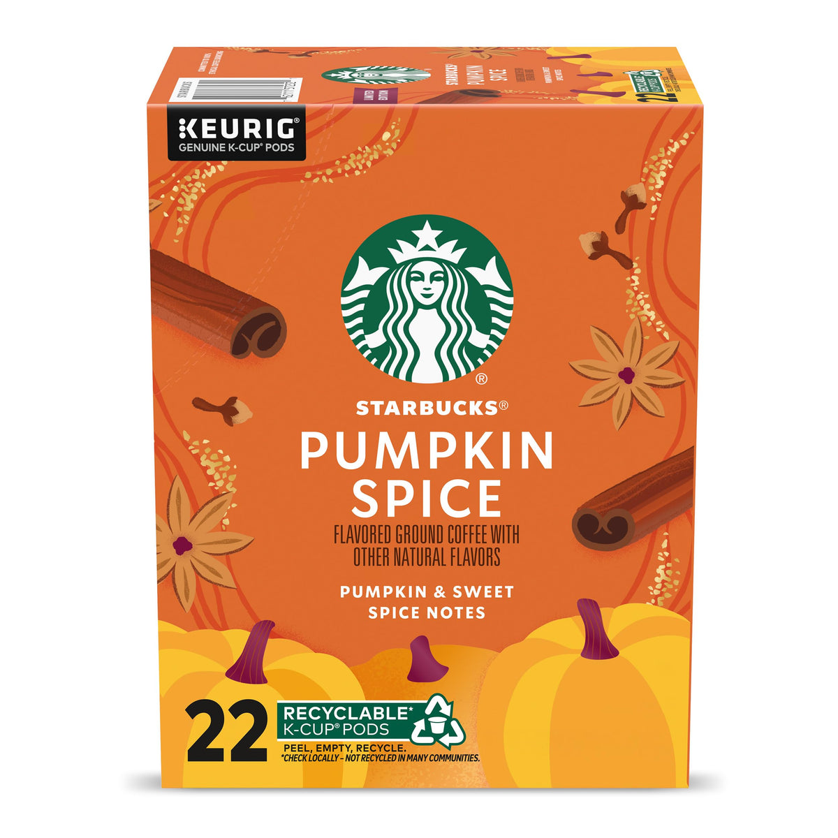 Starbucks Pumpkin Spice K-Cup pod for Keurig machines, convenient autumn mornings.