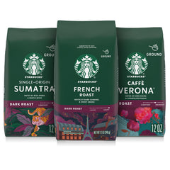 Starbucks Sumatra 12oz bag showing rich body and herbal notes for bold mornings.