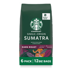 Starbucks Sumatra dark roast beans pack for home brewing.