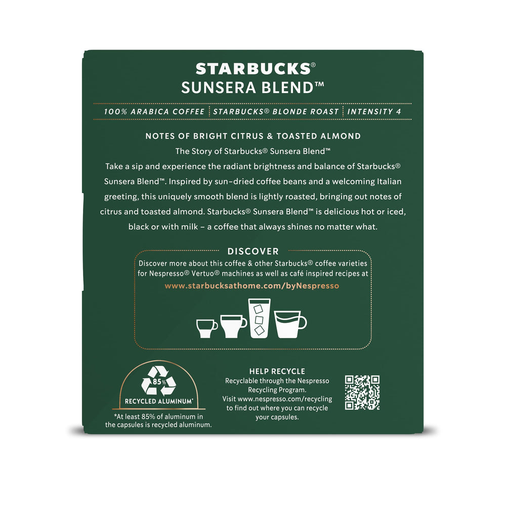 Starbucks Sunsera recyclable aluminum capsules support recycling.
