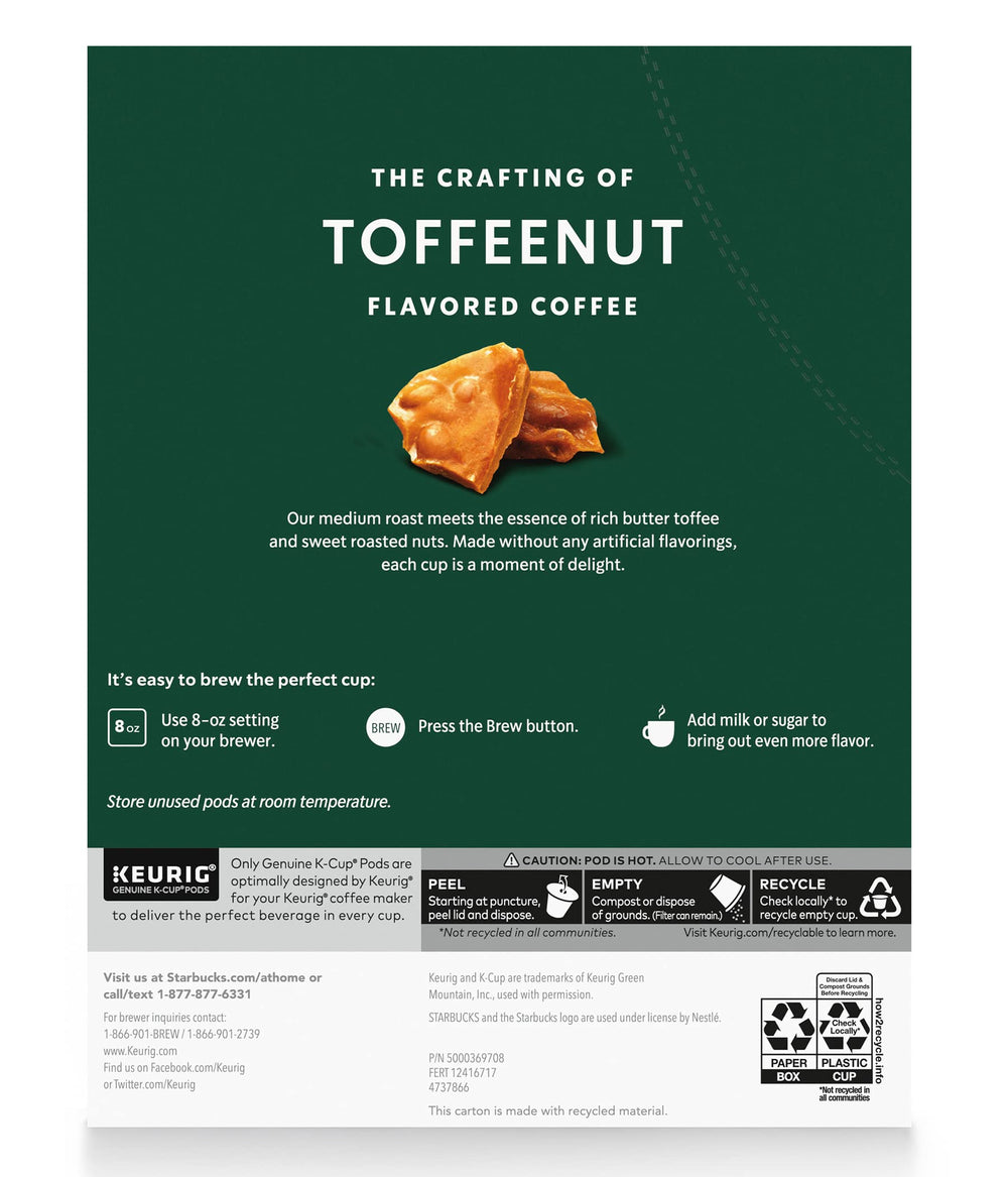 Starbucks Toffeenut K-Cup pods two-box package for steady supply