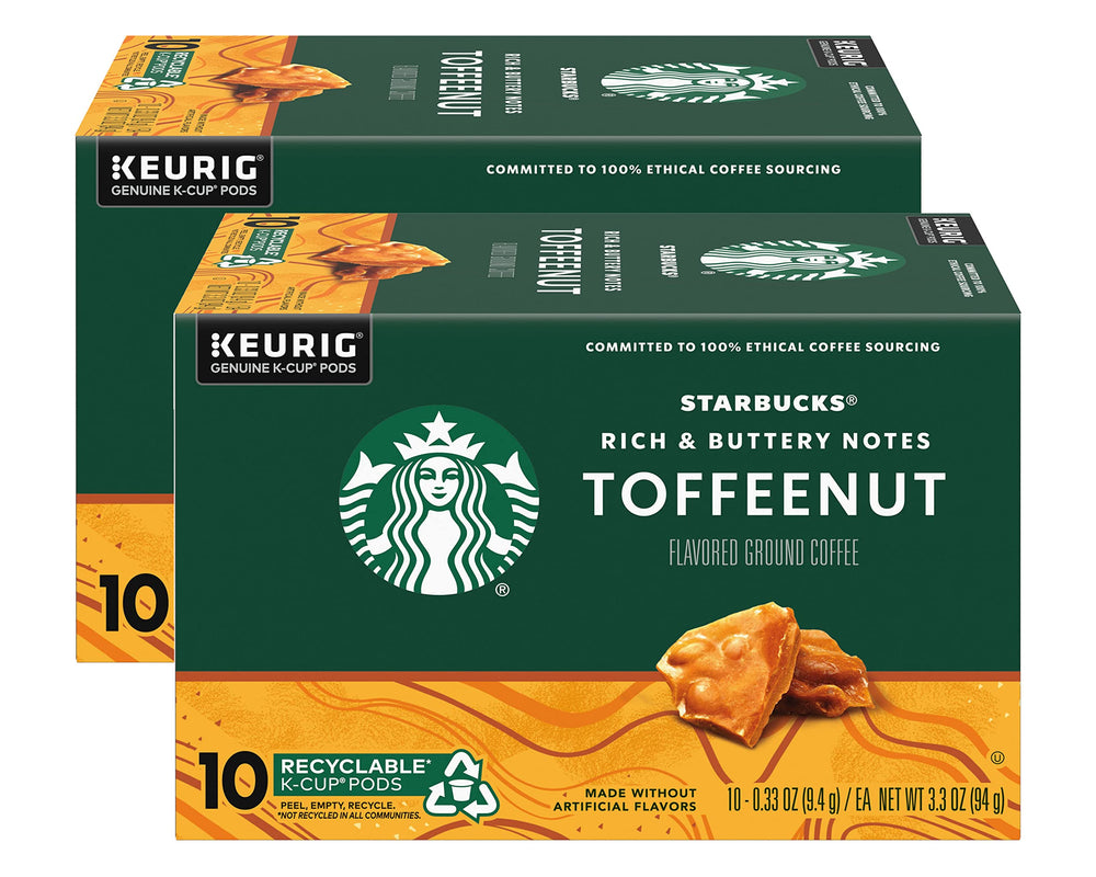 Starbucks Toffeenut K-Cup pods front box showing convenient single serve packaging
