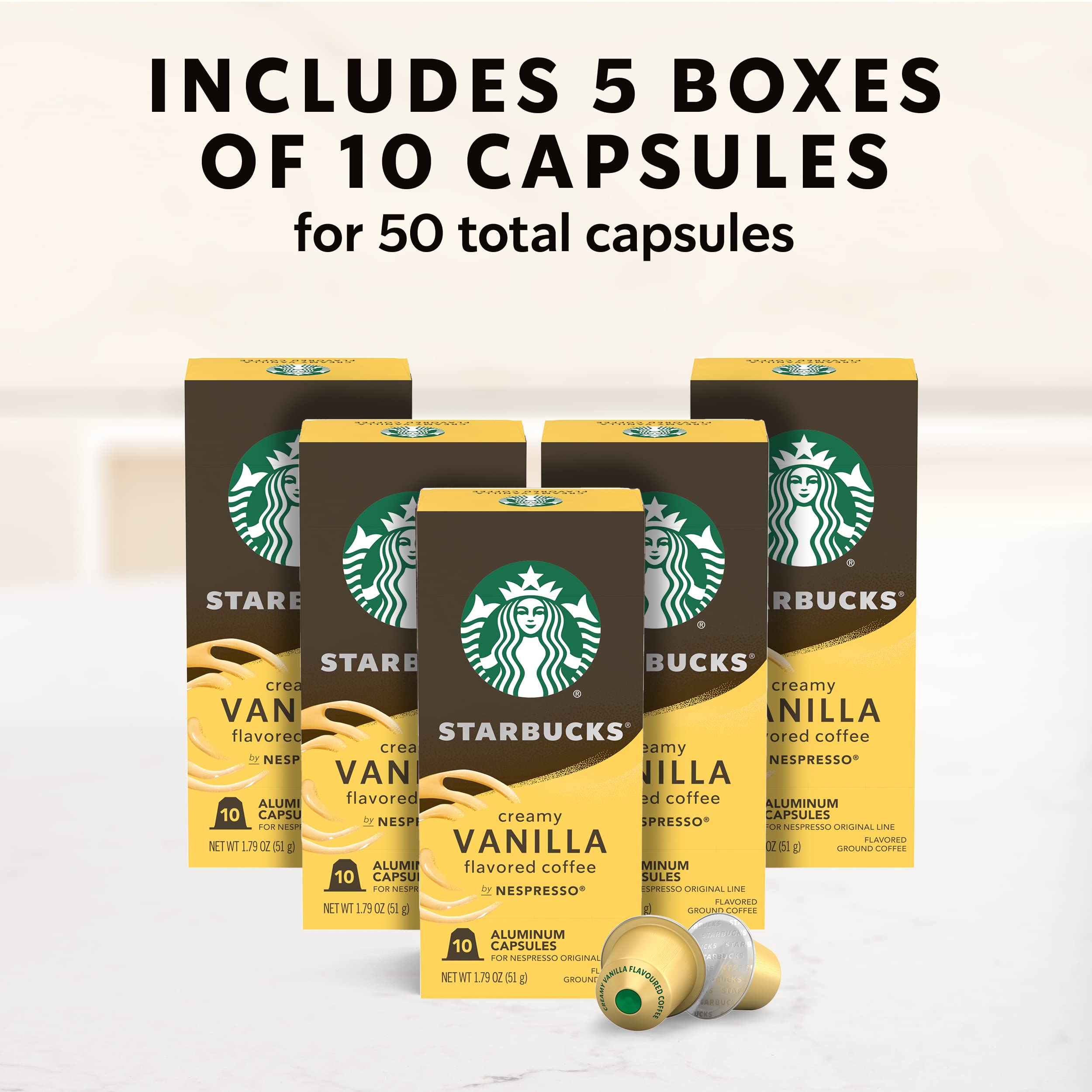 Starbucks vanilla-aroma espresso pods suit Essenza Mini for a quick, comforting cup.