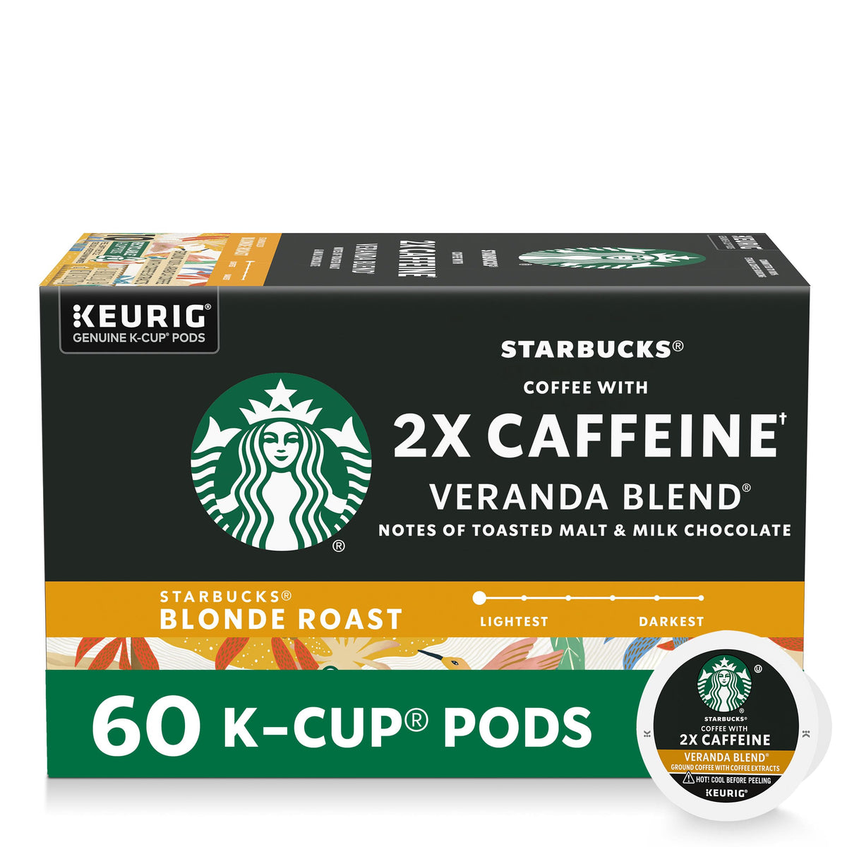 Starbucks Veranda Blend 2X Caffeine pods ready for a quick morning pick-me-up.