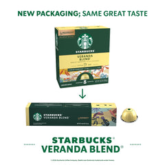 Starbucks Veranda Blonde Roast cup showing mellow flavor and smooth finish.