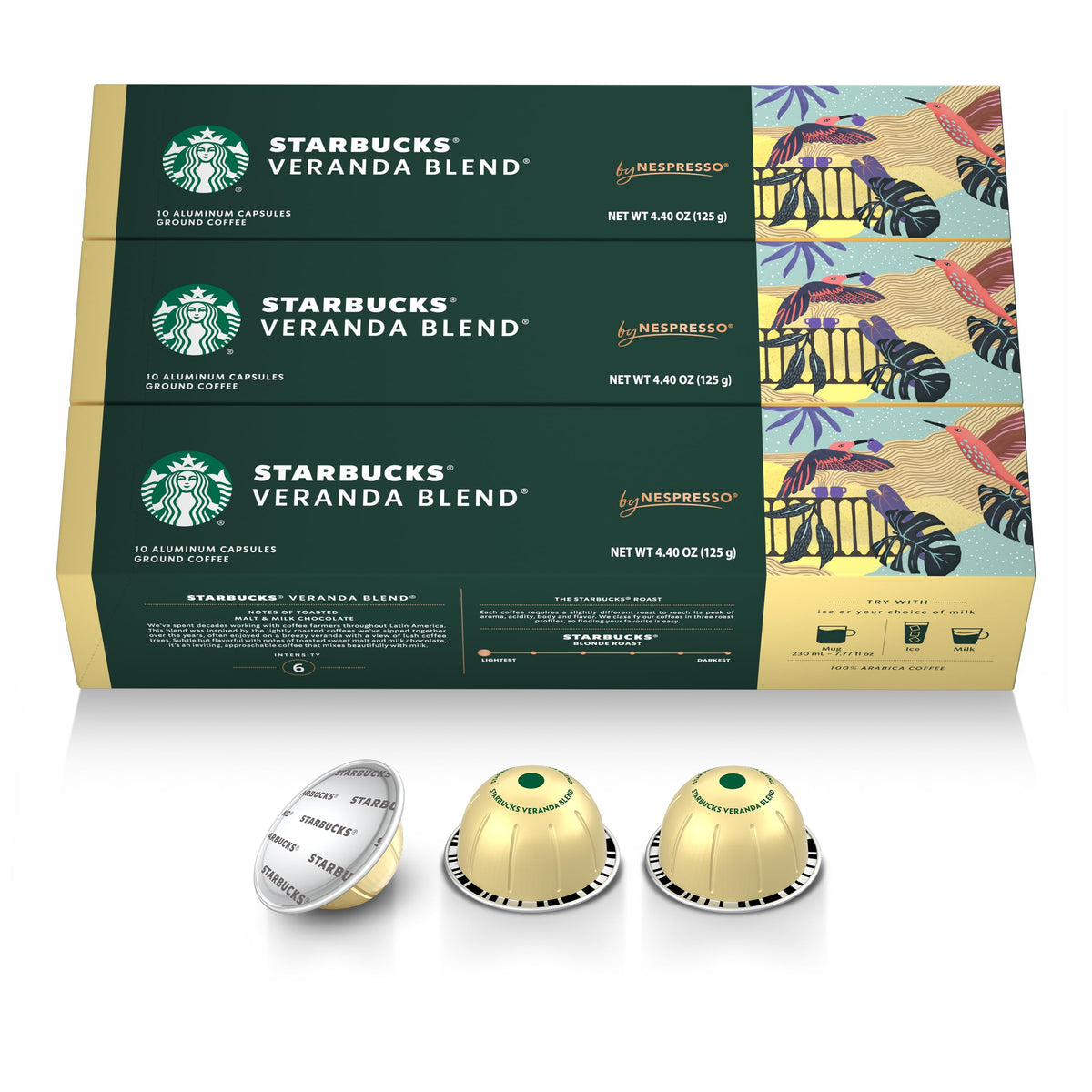 Starbucks Veranda Blonde Roast pod; convenient single-serve coffee for quick mornings.