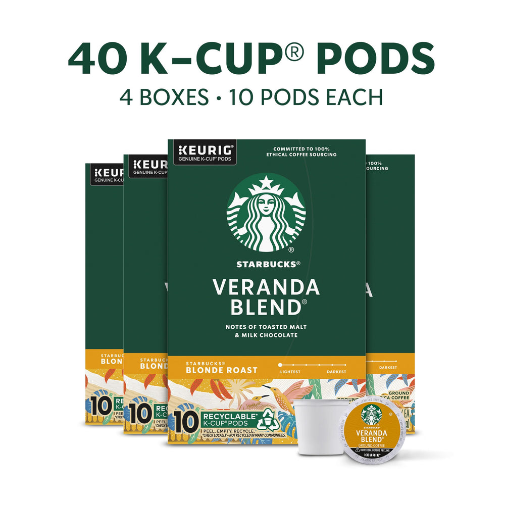 Starbucks Veranda Blonde Roast pods close-up highlighting light body.