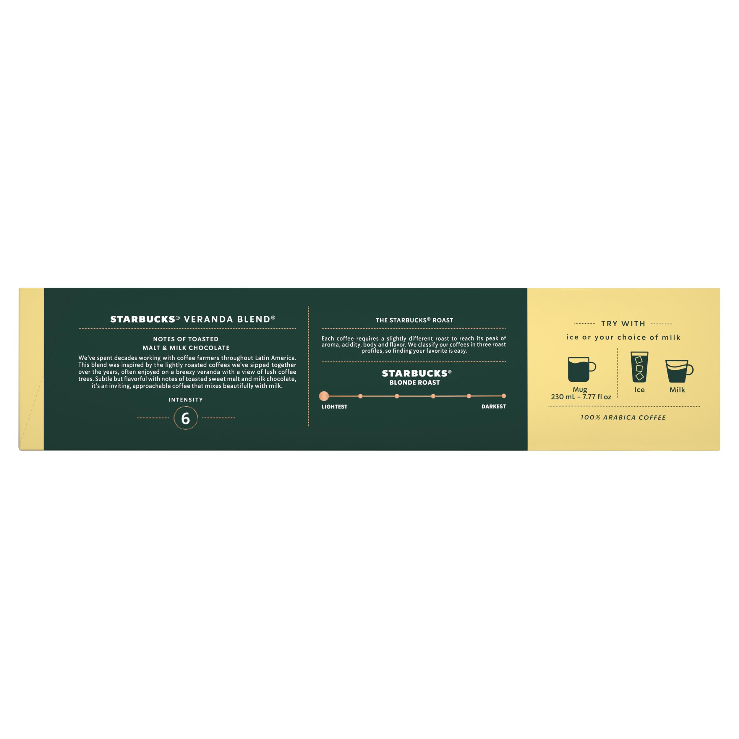 Starbucks Veranda Blonde Roast recyclable aluminum capsule; supports recycling programs.