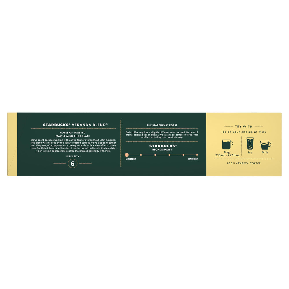 Starbucks Veranda Blonde Roast recyclable aluminum capsule; supports recycling programs.