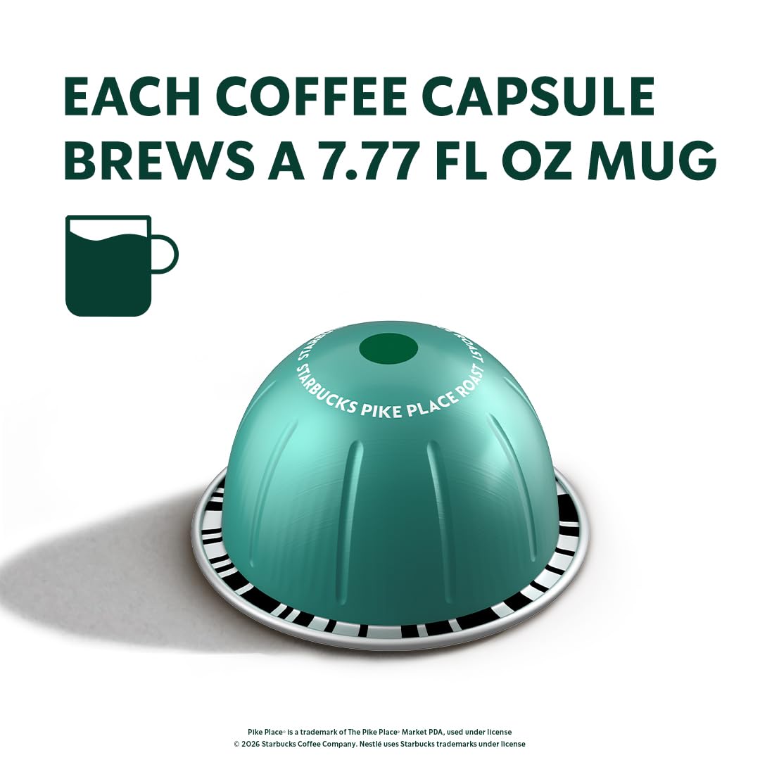 Vertuo mug ready to brew with Pike Place Roast, showcasing chocolate and nut notes.