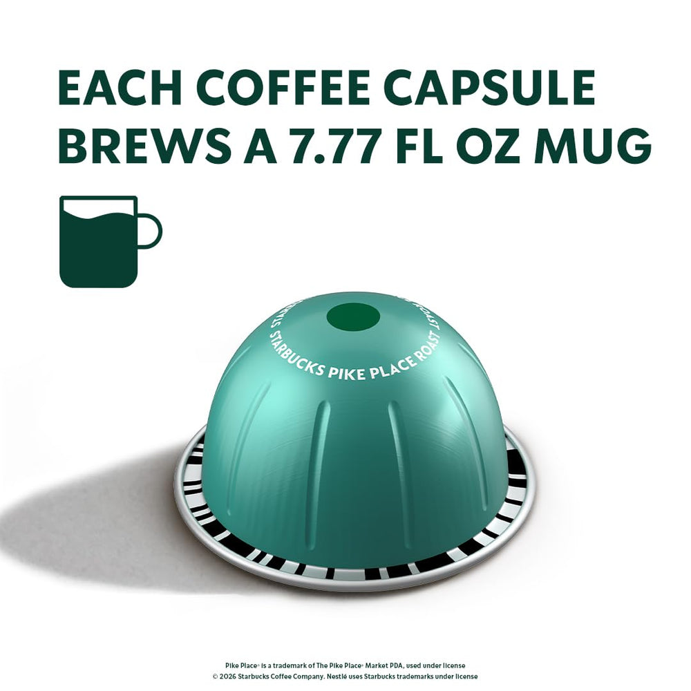 Vertuo mug ready to brew with Pike Place Roast, showcasing chocolate and nut notes.