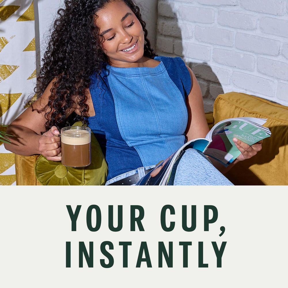 Starbucks VIA decaf Italian Roast label signaling balanced body and sweetness.