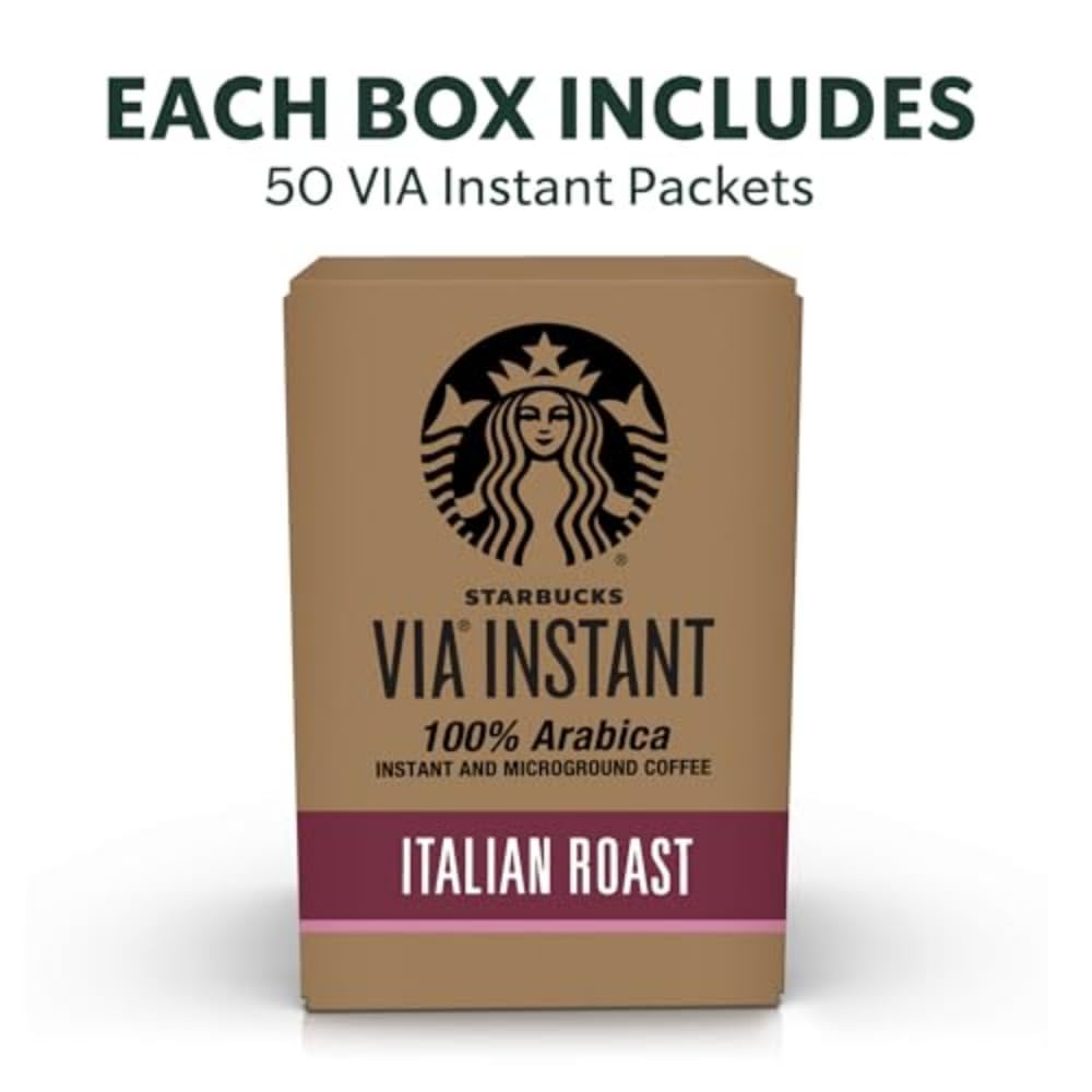Open Starbucks VIA Italian Roast packet ready for a quick brew.