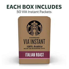 Open Starbucks VIA Italian Roast packet ready for a quick brew.