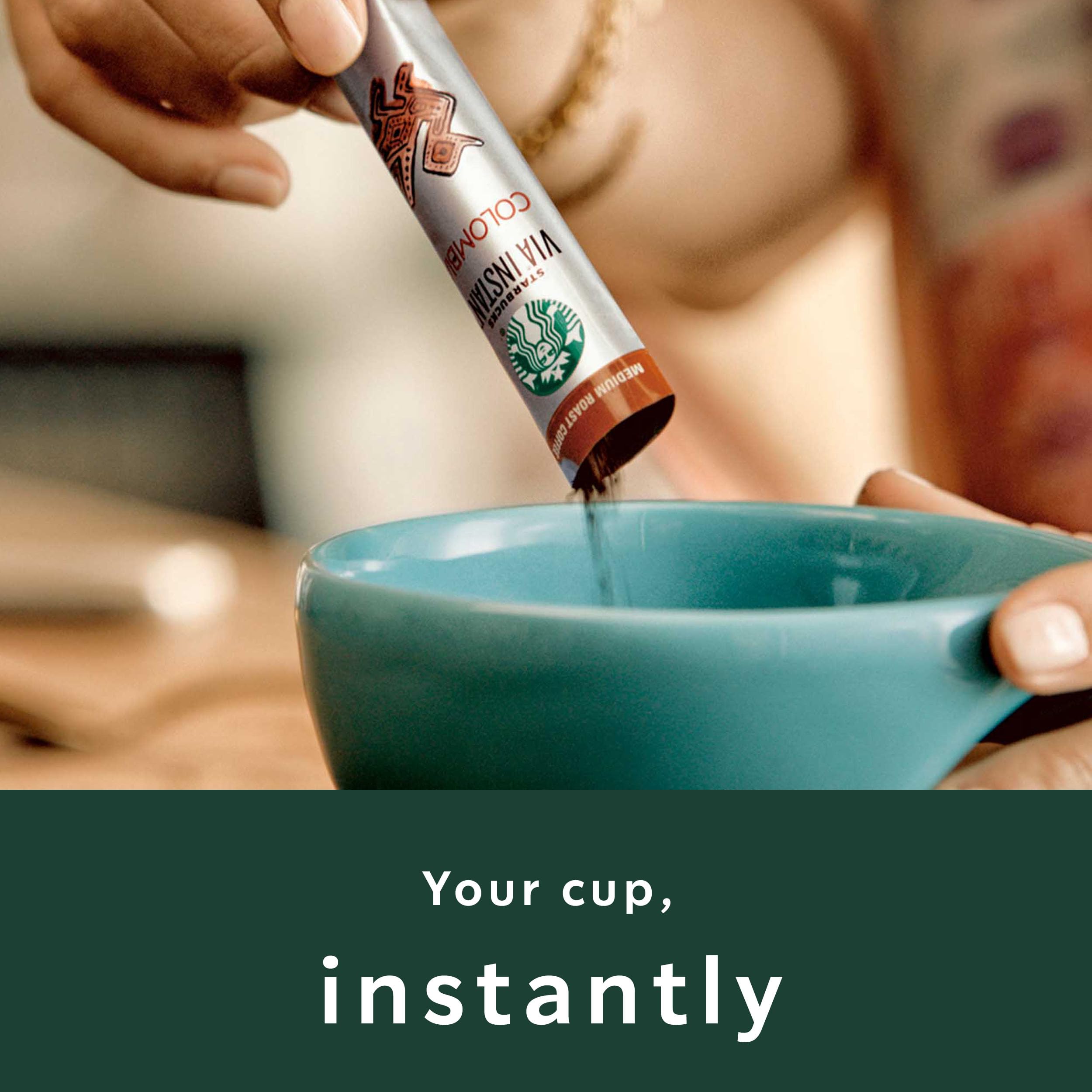 A steaming VIA Colombia cup ready for enjoyment.