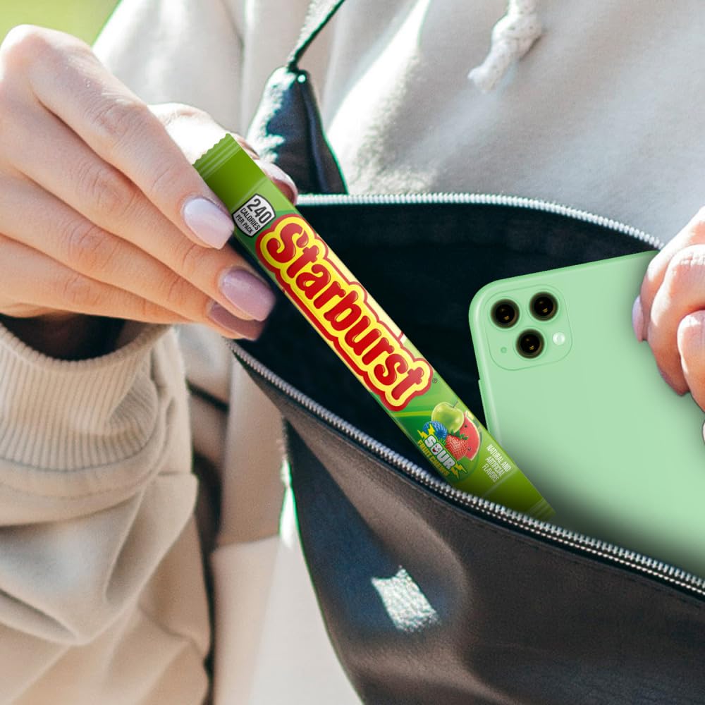 Starburst Sour Chewy Candy sour watermelon close-up hints refreshing tang.
