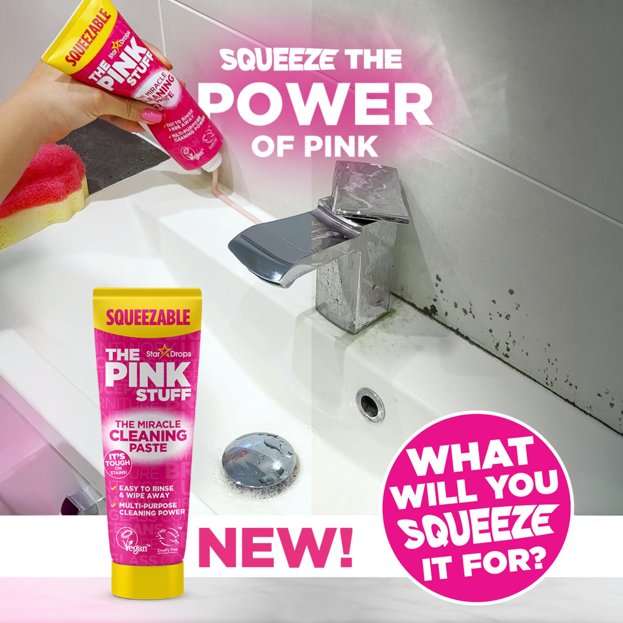 The Pink Stuff paste applied to a stove demonstrates powerful grease lifting action