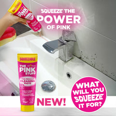 The Pink Stuff paste applied to a stove demonstrates powerful grease lifting action