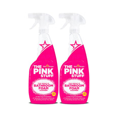 Stardrops The Pink Stuff bathroom foam cleaner on tiles for a streak-free shine
