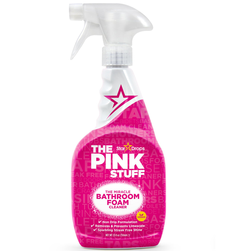 Stardrops The Pink Stuff bathroom foam spray cleans tiles and surfaces with ease.