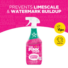 Stardrops Pink Stuff on bathroom tile prevents buildup for easy cleaning