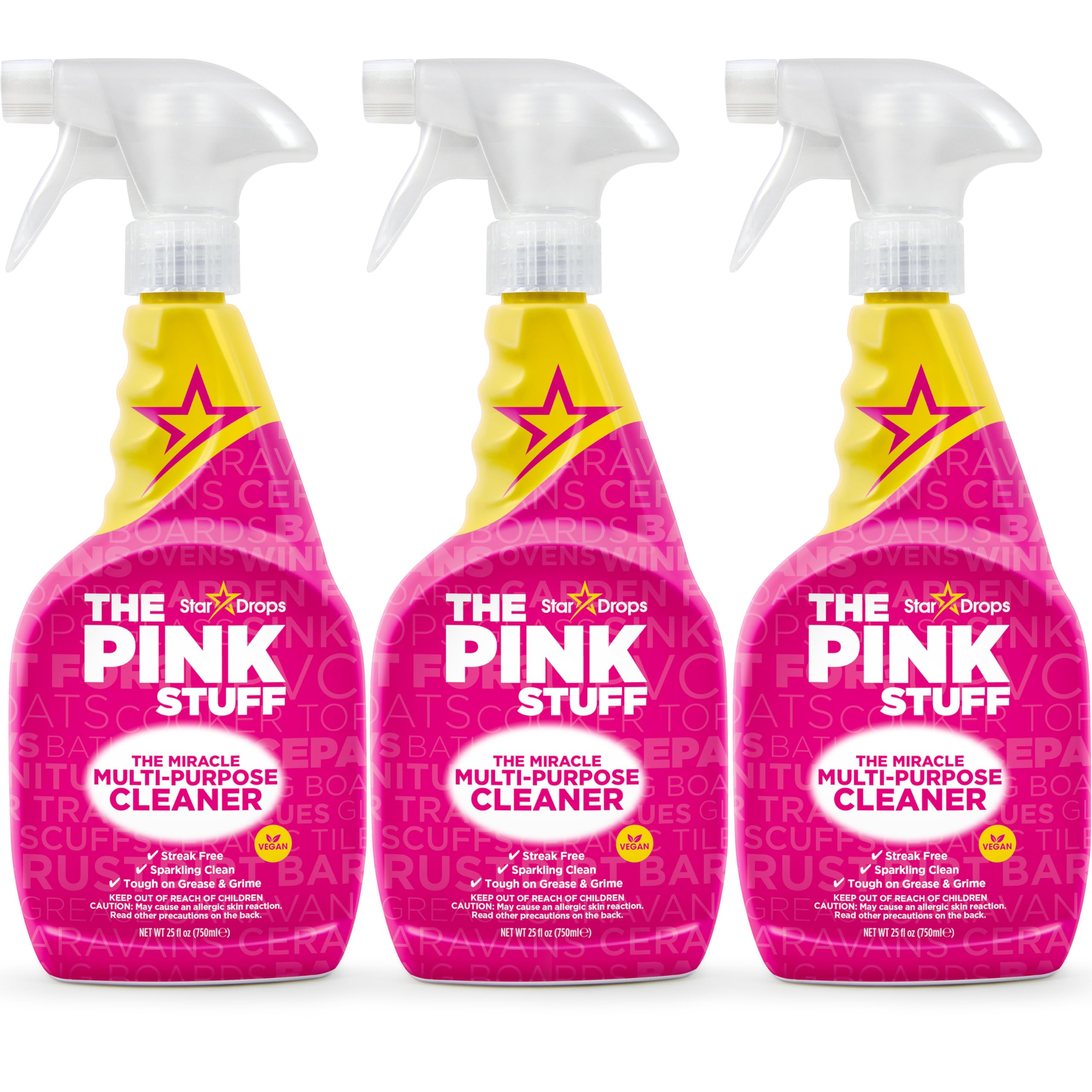Stardrops Pink Stuff bottle front view shows versatile cleaning capability.