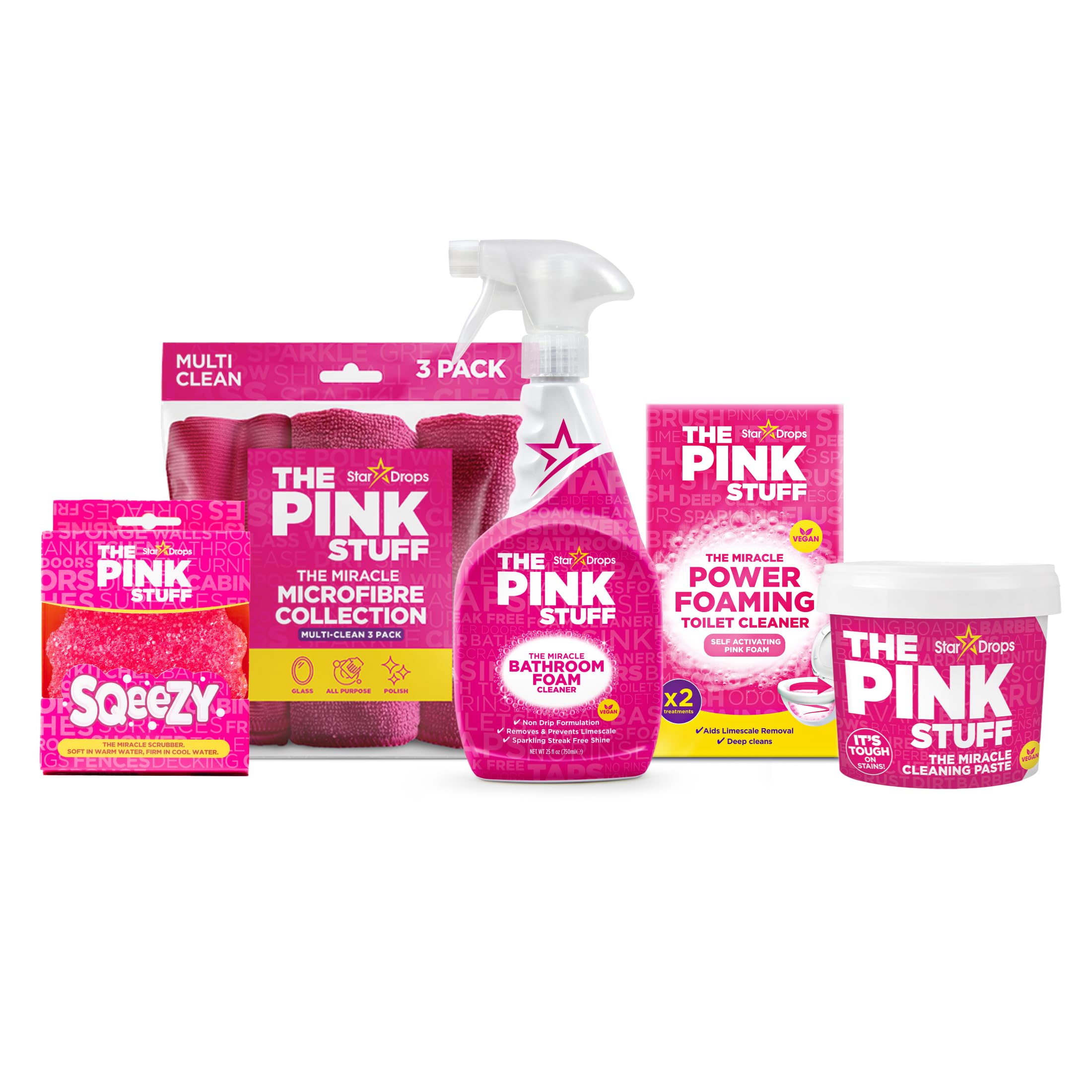Stardrops Pink Stuff cleaning paste applied to tub surface to tackle stains