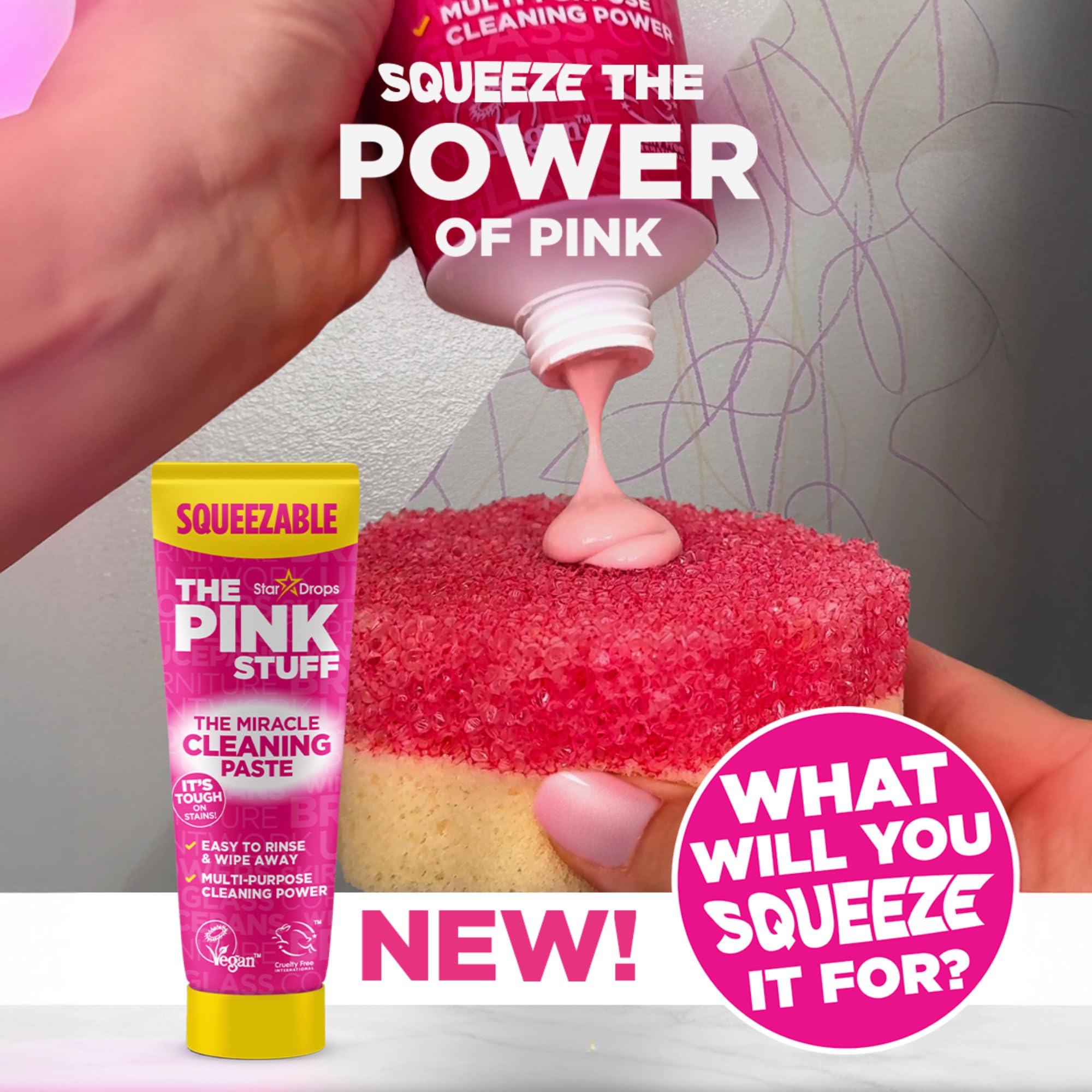 Compact 300 g packaging keeps The Pink Stuff ready for quick spots