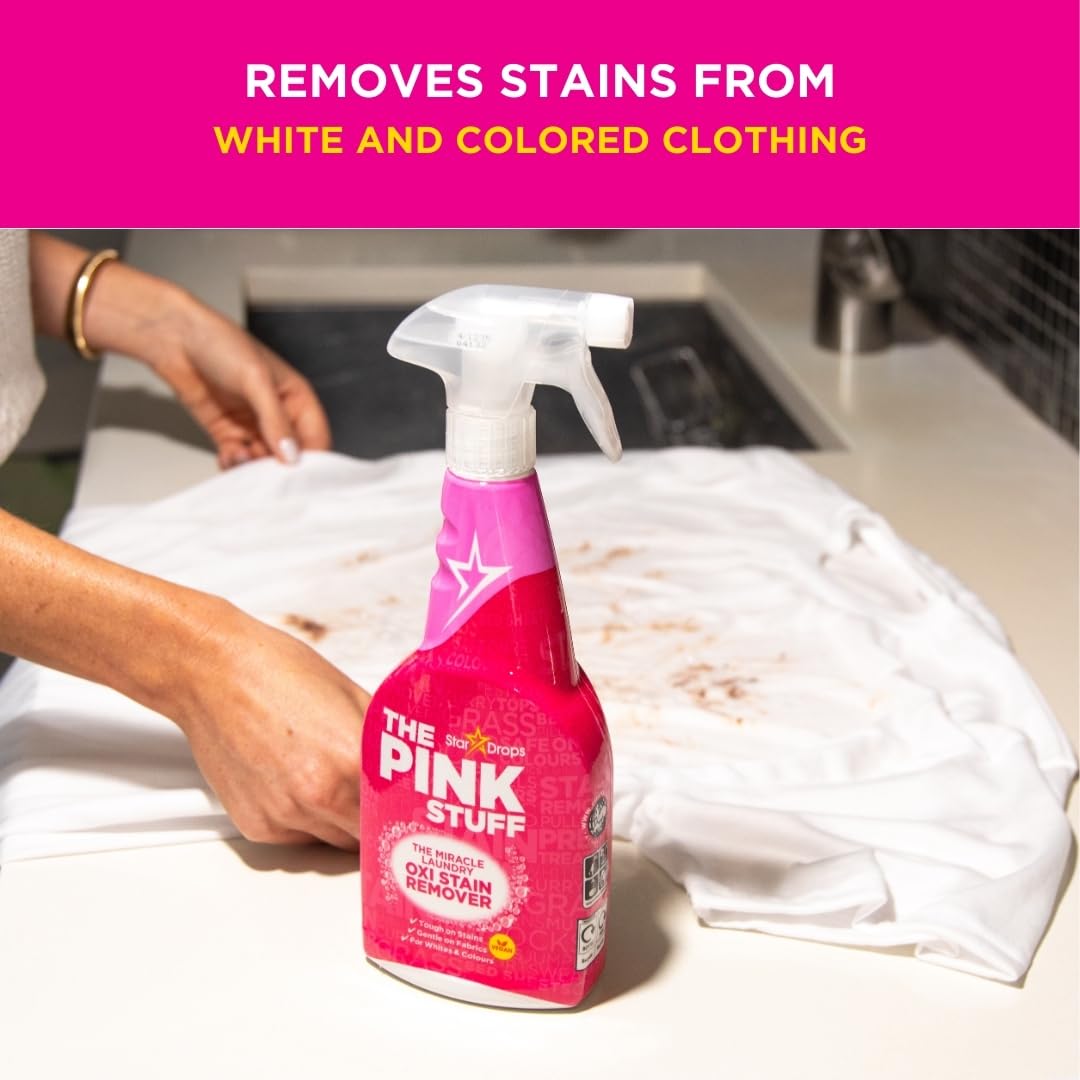 Stardrops Pink Stuff easy-to-use spray, quick pre-wash pre-treatment.