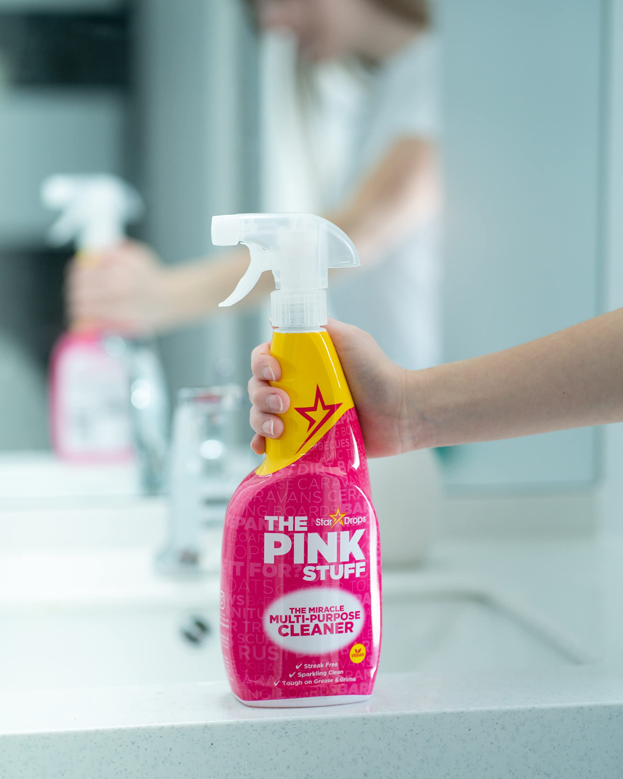 Stardrops Pink Stuff multipurpose use image shows all-in-one cleaner versatility.