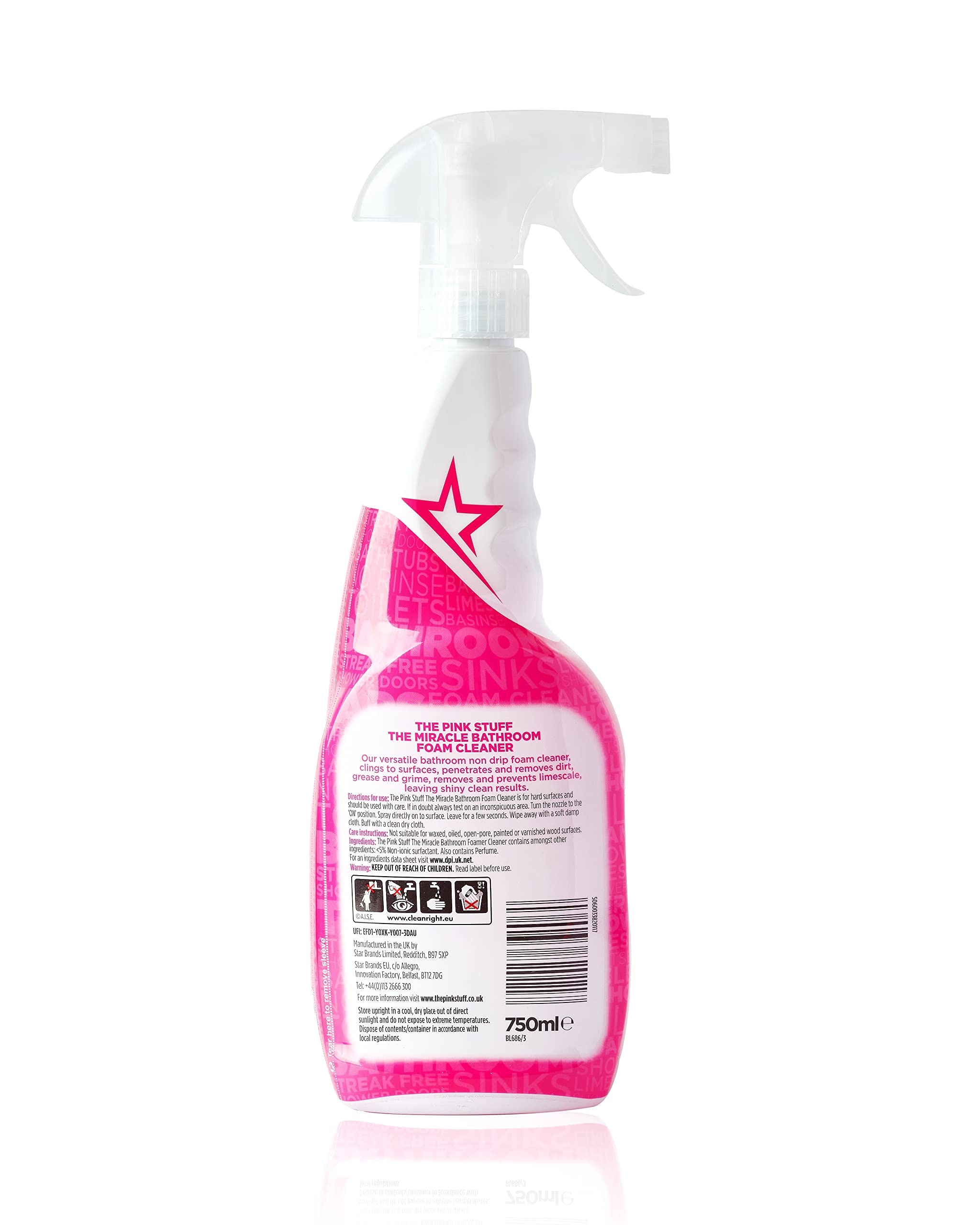 Stardrops The Pink Stuff non-drip foam action controls mess on vertical surfaces