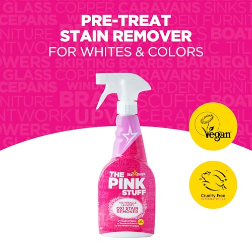 Stardrops Pink Stuff Oxi Action technology emblem, deep clean fibers against stains.
