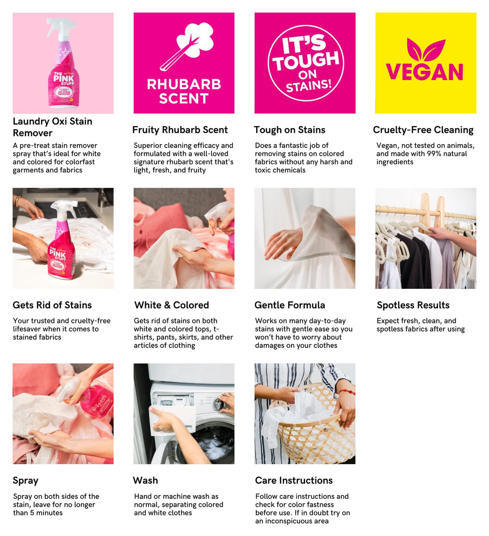 Stardrops Pink Stuff pre-treat spray in action, easy direct stain application.