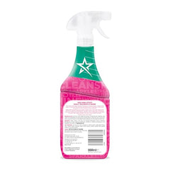 Stardrops Pink Stuff spray on glass shower door for streak-free shine