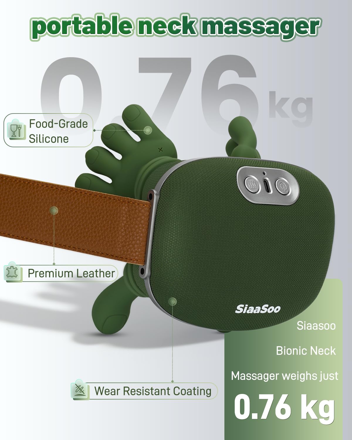 Strap-on option allows hands-free relaxation while you work.