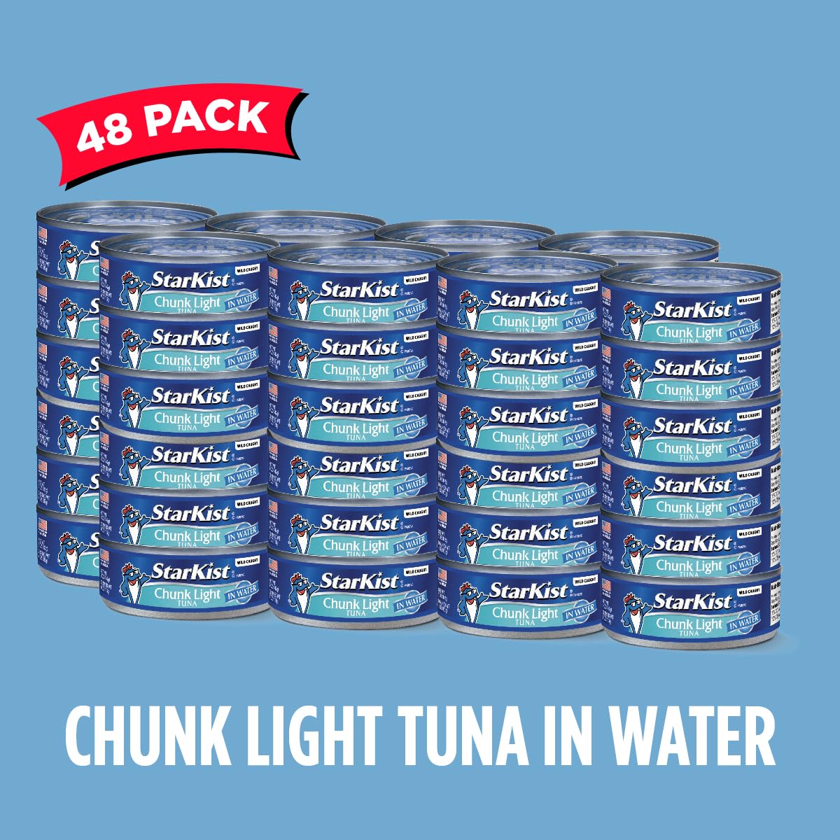 StarKist Chunk Light Tuna in Water 48-pack for pantry storage.