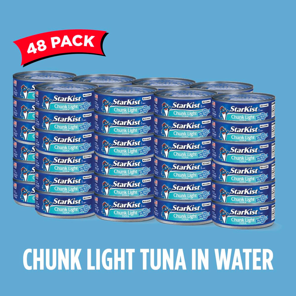 StarKist Chunk Light Tuna in Water 48-pack for pantry storage.