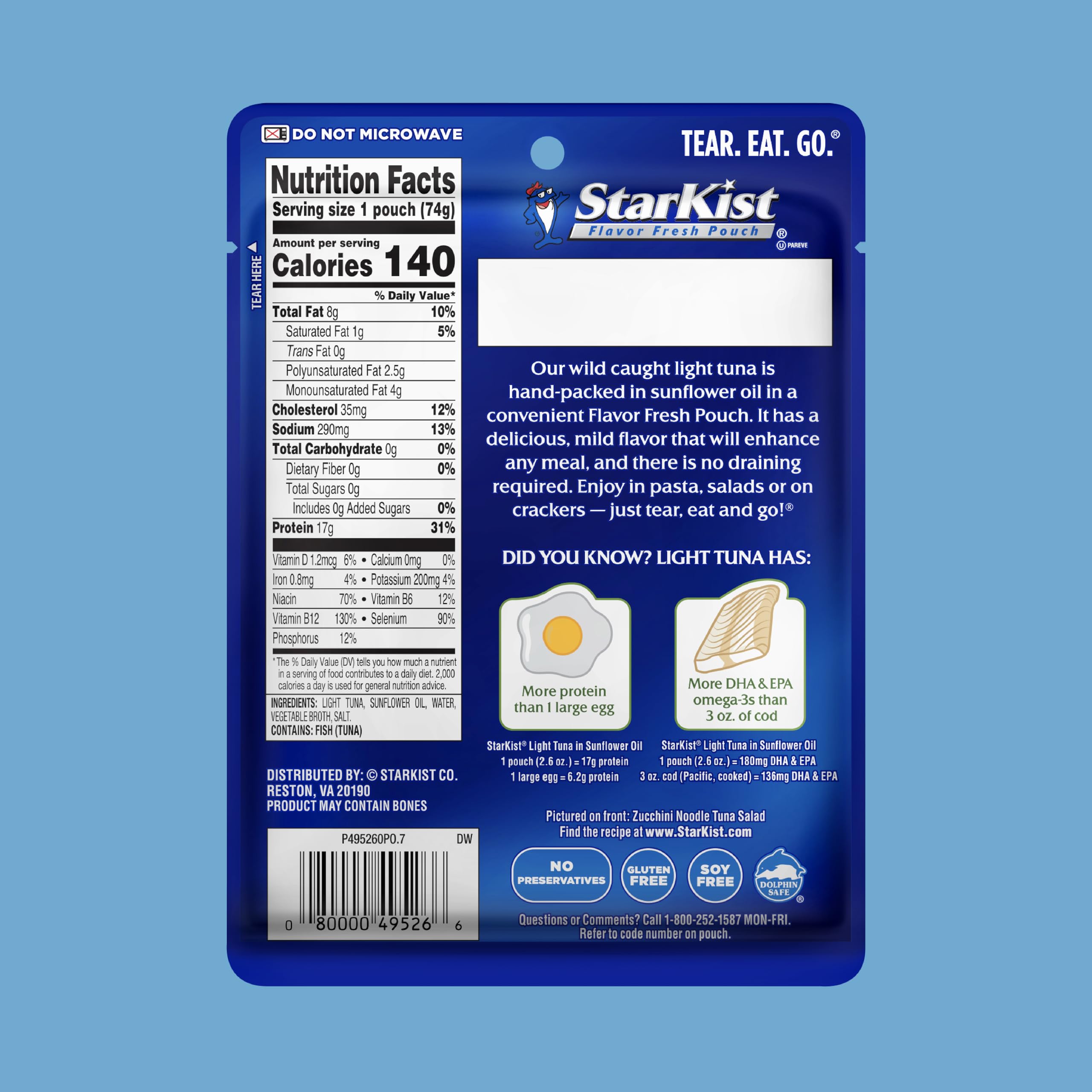 StarKist Chunk Light Tuna in Sunflower Oil pouch ideal for office snacks