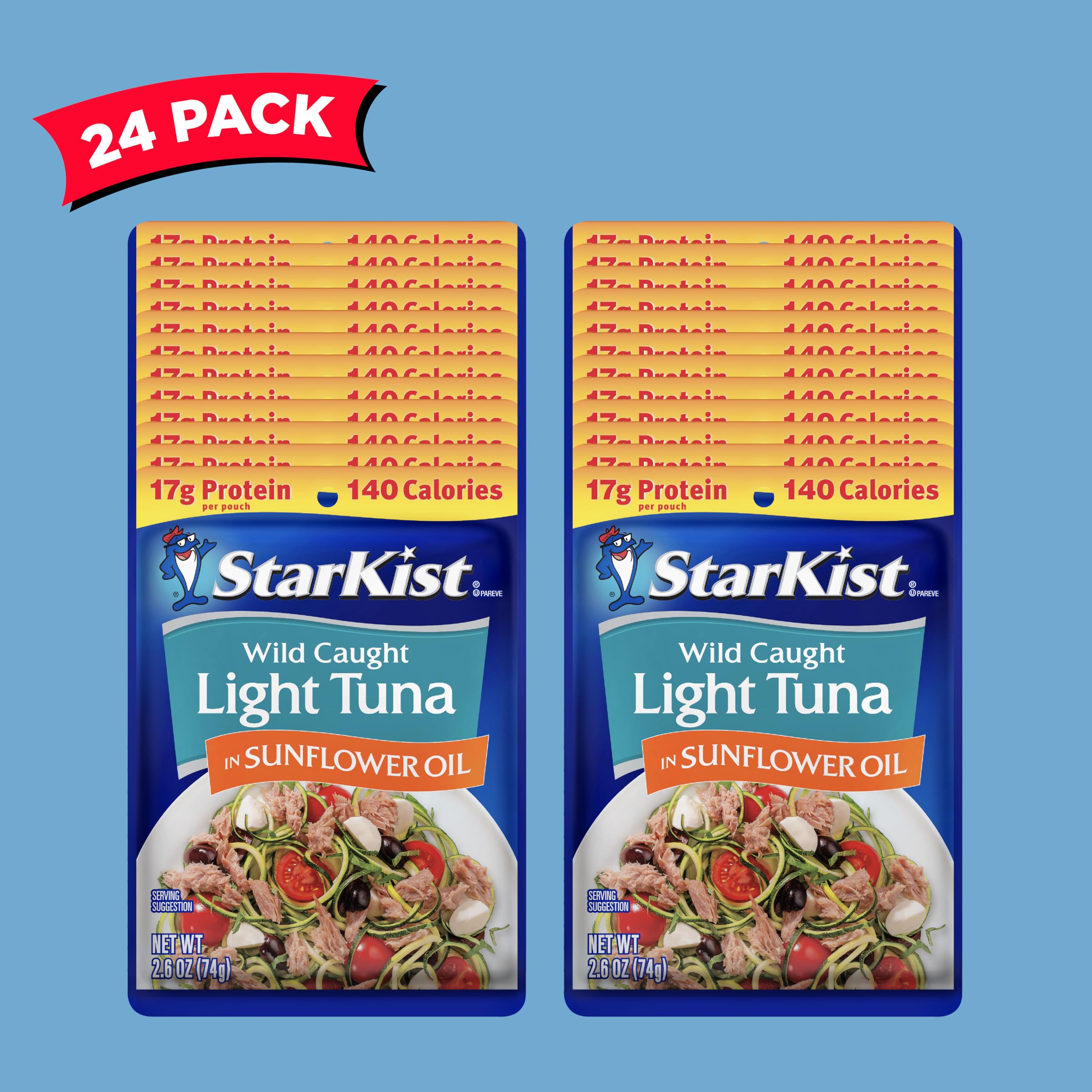 StarKist Chunk Light Tuna in Sunflower Oil pouch topping a fresh salad