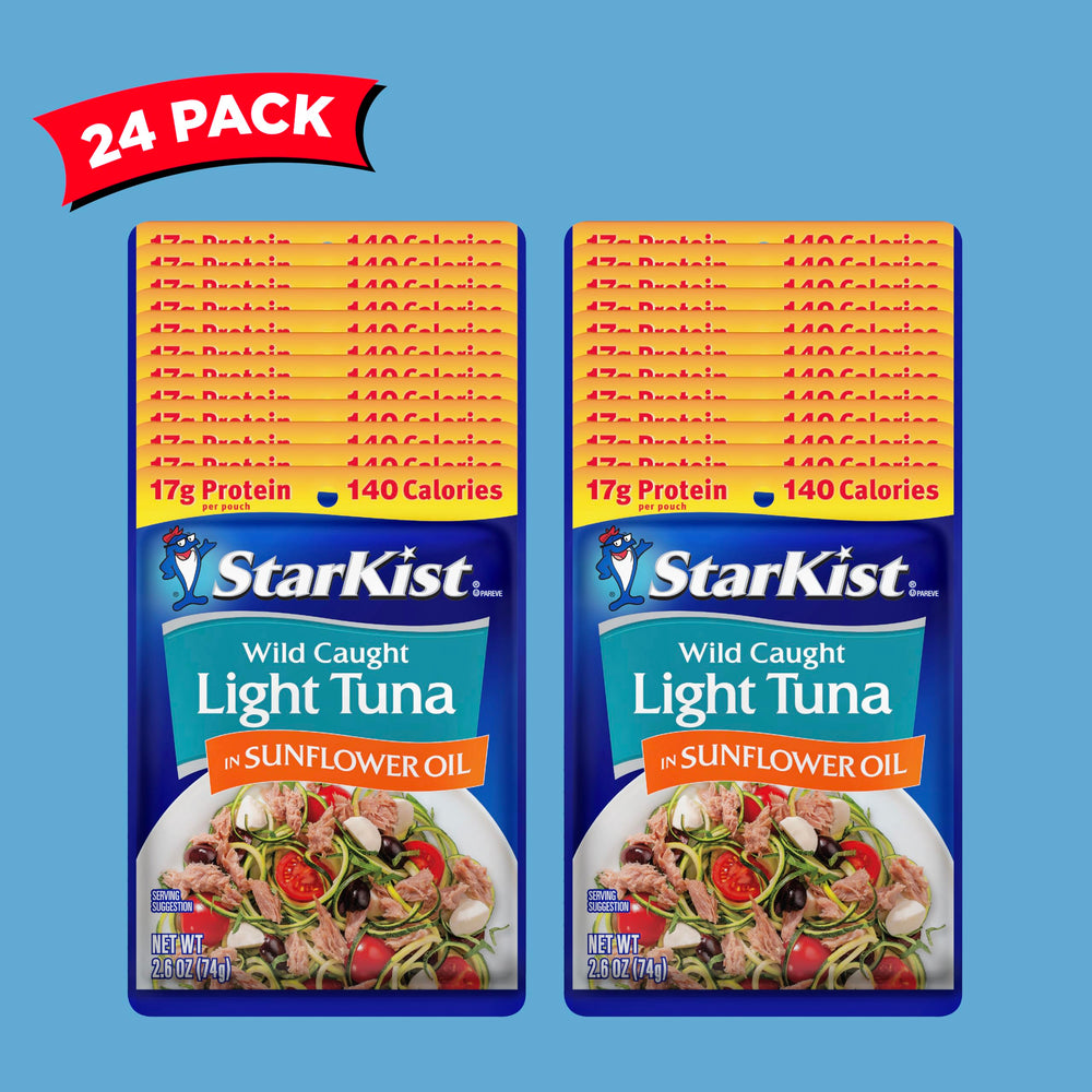 StarKist Chunk Light Tuna in Sunflower Oil pouch topping a fresh salad